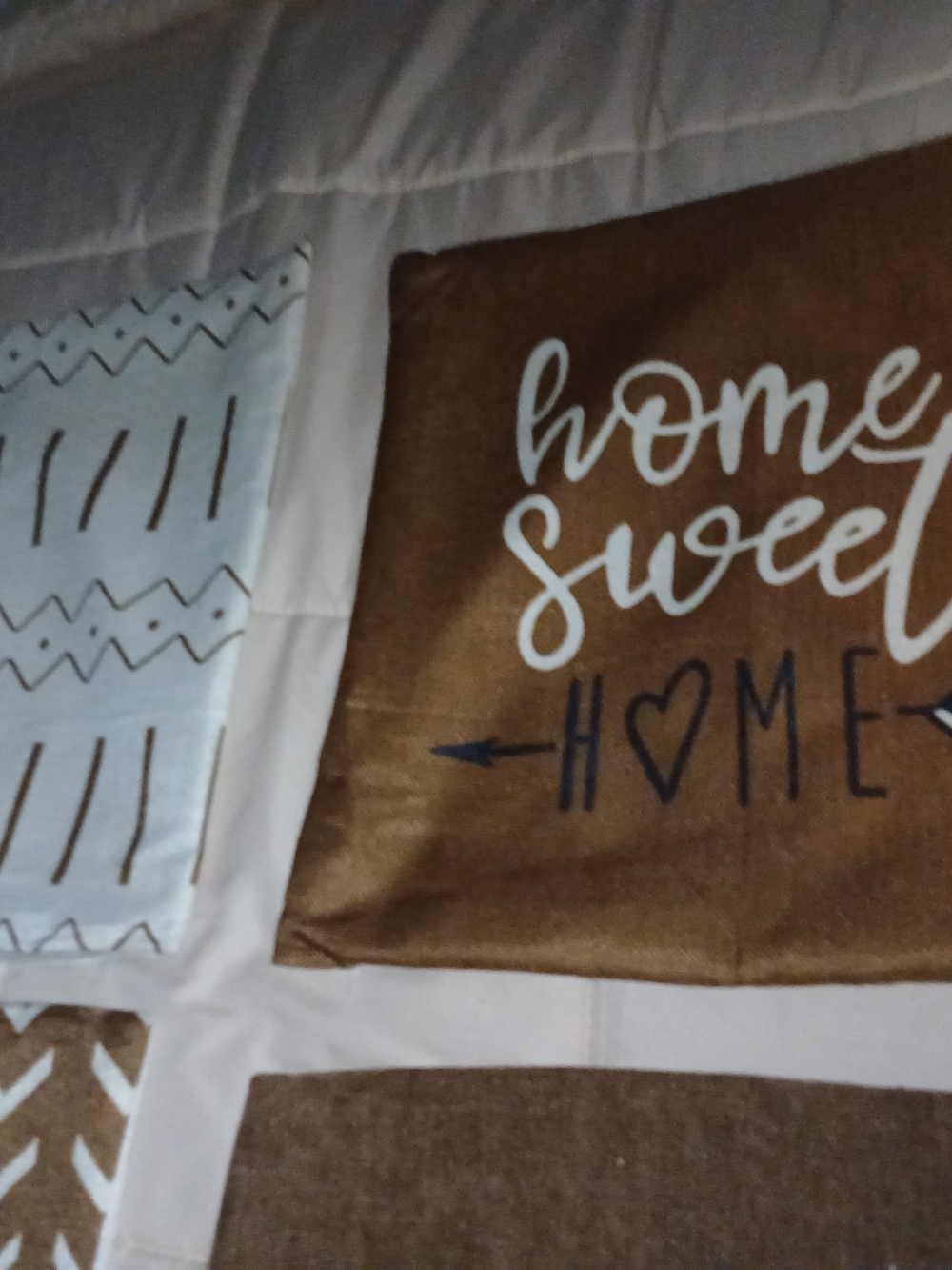 SHEIN Brown and White "Home Sweet Home" Accent Pillow Set Of 4.